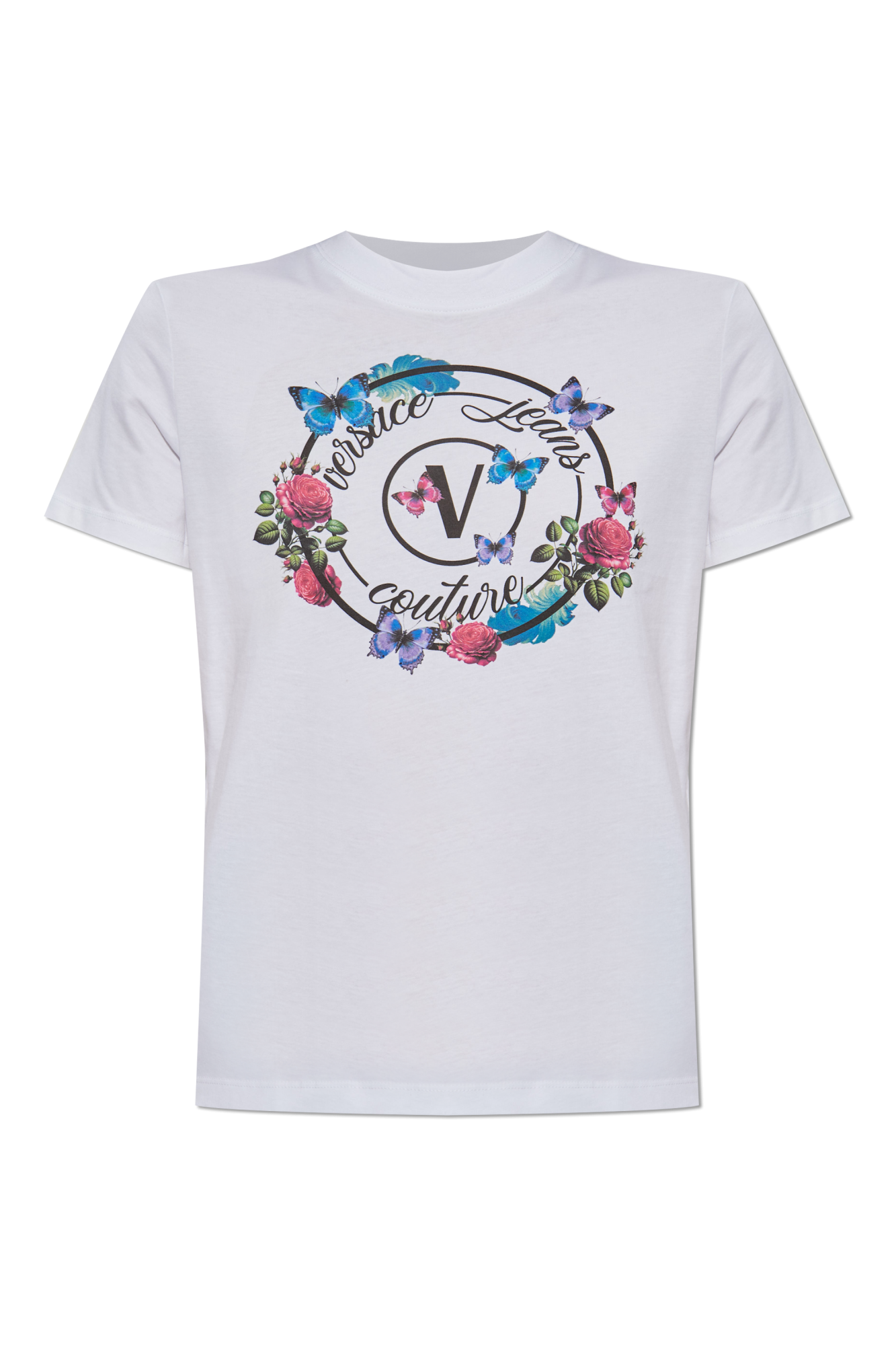 VERSACE JEANS COUTURE 柄入りTシャツ White oversized Т-shirt with contrasting print brand VERSACE